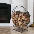 Indoor Outdoor Firewood Rack 24 Inches Small Brackets Decorative Fireside Log Holders