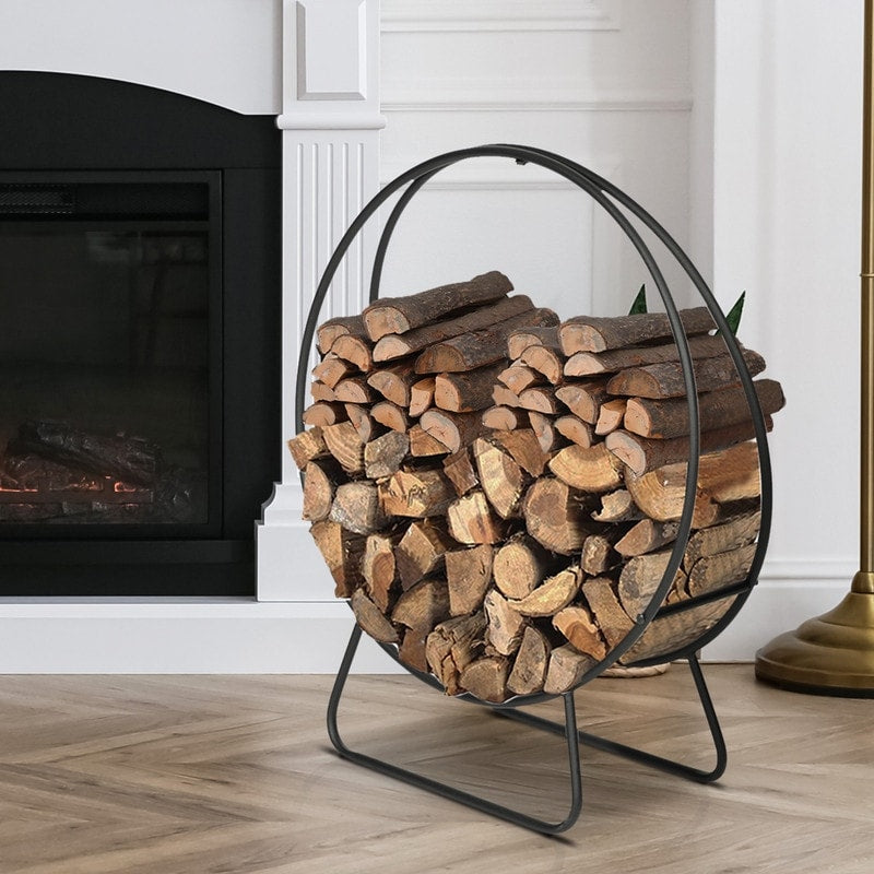 Indoor Outdoor Firewood Rack 24 Inches Small Brackets Decorative Fireside Log Holders