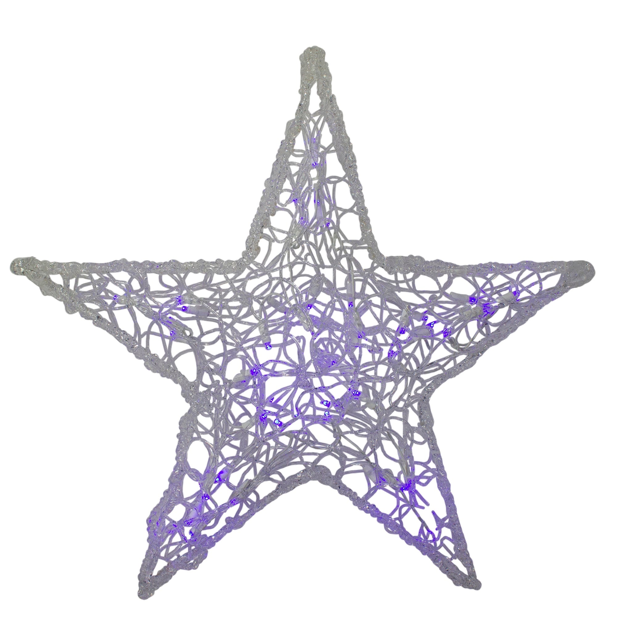 24 Lighted Led Color Changing Spun Glass Hanging Star Christmas Decoration N A