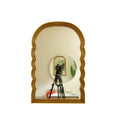 24 Lumina Mirror Retro Style Arched Pu Decorative Mirror Three Color Temperatures Are Available Suitable For Bathroom