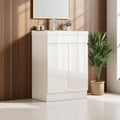 24 Mdf Water Resistant Bathroom Vanity With Unique Thick Edged Ceramic Sink Basin Soft Close System And Handle Free Design