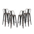 24 Metal Barstool Country Rustic Style With Back Kitchen Counter Bar Stool Lightweight Sturdy Build Set Of 4 Matte Black
