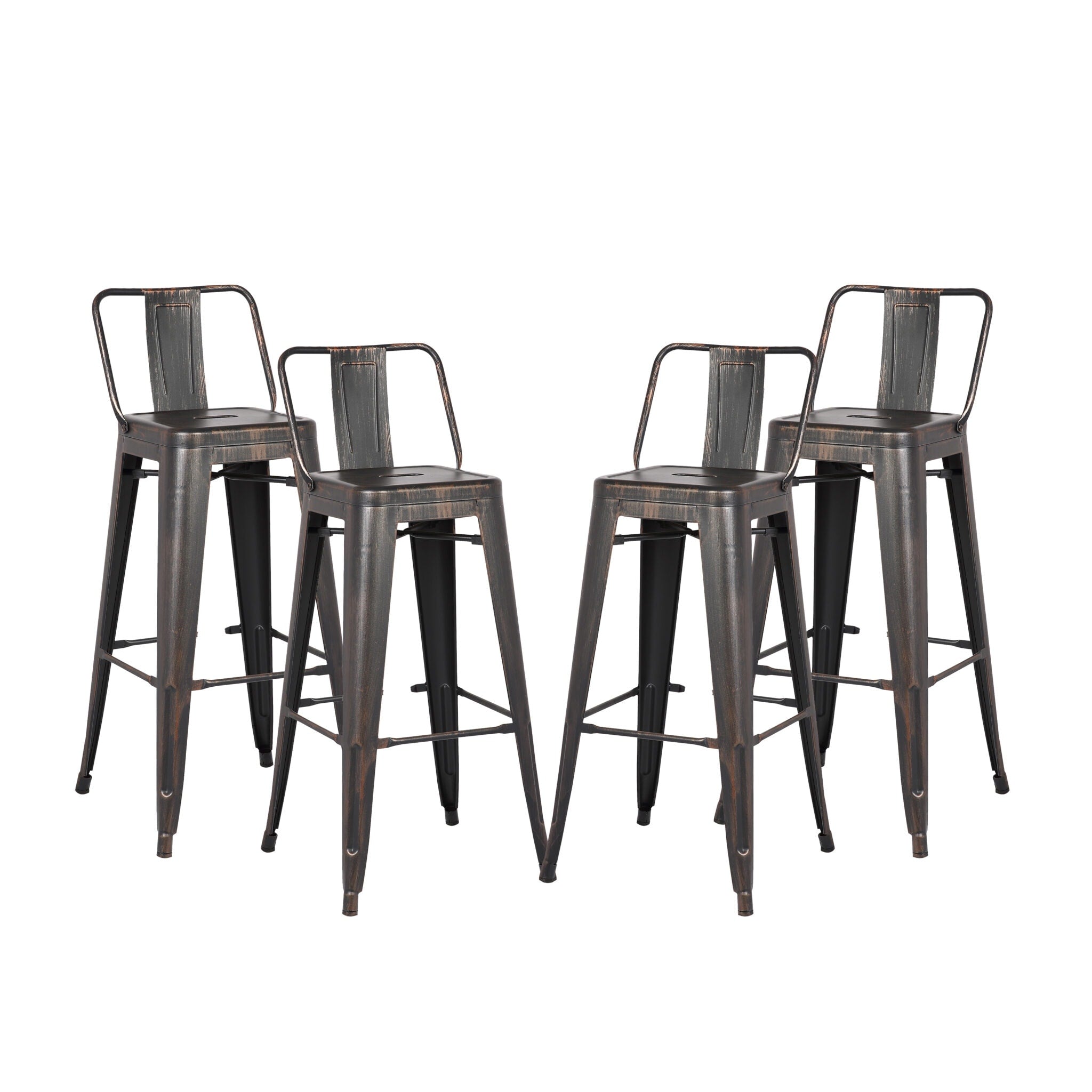 24 Metal Barstool Country Rustic Style With Back Kitchen Counter Bar Stool Lightweight Sturdy Build Set Of 4 Matte Black