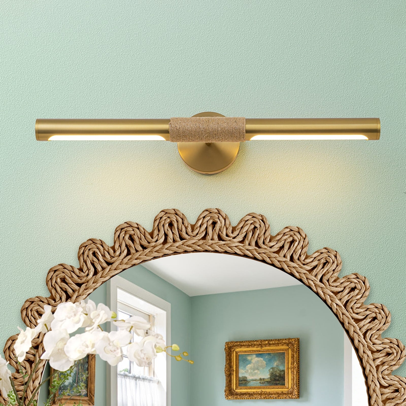 24 Mid Century Modern Dimmable Led Bathroom Vanity Light Picture Light Art Lights For Wall Gold