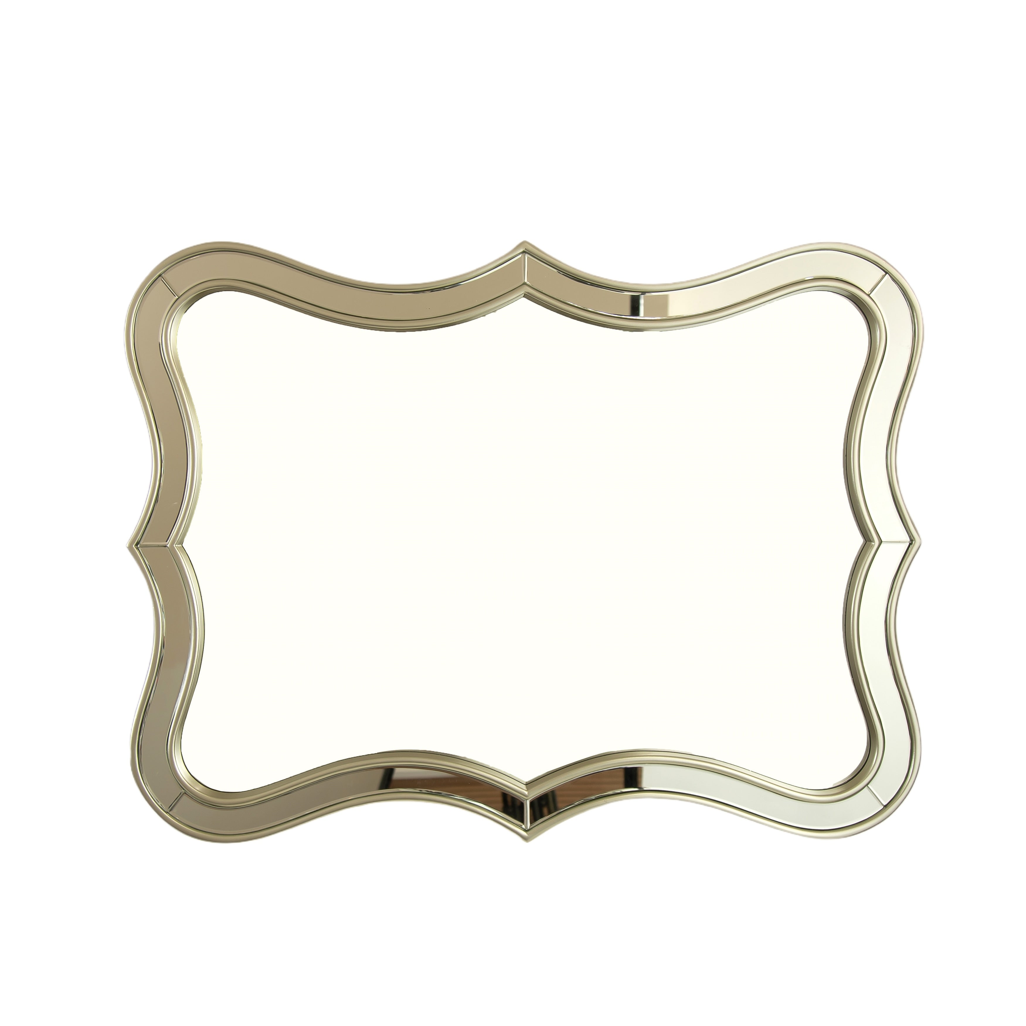 24 Mirror Wave Shape Pu Material Light Luxury Style Art Decorative Mirror With Golden Frame Suitable For Bathroom Bedroom