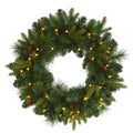 24 Mixed Pine Christmas Wreath With 35 Clear Led Lights