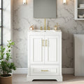 24 Modern Bathroom Vanity With Ceramic Sink Cabinet With Divided Drawer 2 Soft Close Doors Double Layer Door Shelves