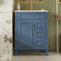 24 Modern Bathroom Vanity With Ceramic Sink Compact Sink Cabinet 2 Drawers Adjustable Shelf Blue