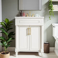 24 Modern Bathroom Vanity With Ceramic Sink Freestanding Compact Storage Cabinet With 2 Doors Adjustable Shelf