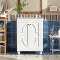 24 Modern Bathroom Vanity With Ornate Elliptical Motif Design Soft Close Hinges Bathroom Cabinet With Back Open Structure