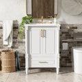 24 Modern Bathroom Vanity With Ornate Motif Design Soft Close Hinges Bathroom Cabinet With Drawer And Back Open Structure