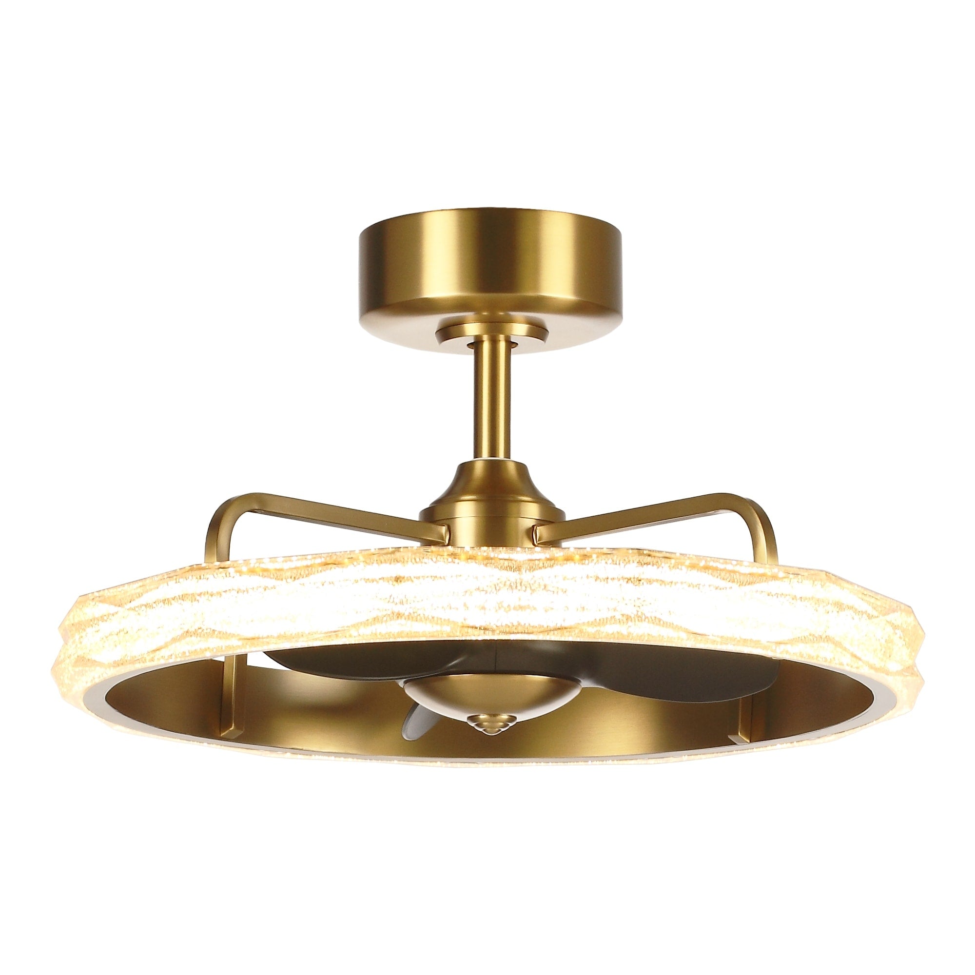 24 Modern Gold 3 Blade Fandelier Bladeless Ceiling Fan With Light And Remote