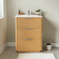 24 Modern Luxury Bathroom Vanity With Ceramic Sink Freestanding Cabinet With Open Shelf Enclosed Storage