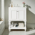 24 Modern Luxury Bathroom Vanity With Ceramic Sink Freestanding Cabinet With Open Shelf And Enclosed Storage