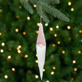24 Plush Pink And White Hanging Gnome Christmas Ornament