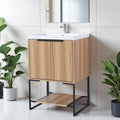 24 Plywood Water Resistant Freestanding Bathroom Vanity With Resin Basin Soft Close Door And Open Shelf