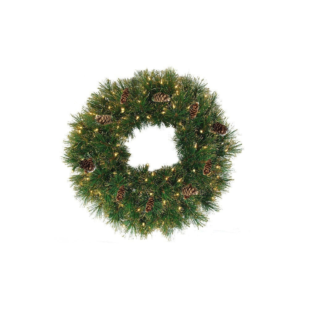 24 Pre Lit Yorkville Pine Artificial Christmas Wreath Clear Lights