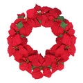 24 Red Poinsettia Flower Artificial Christmas Wreath Unlit