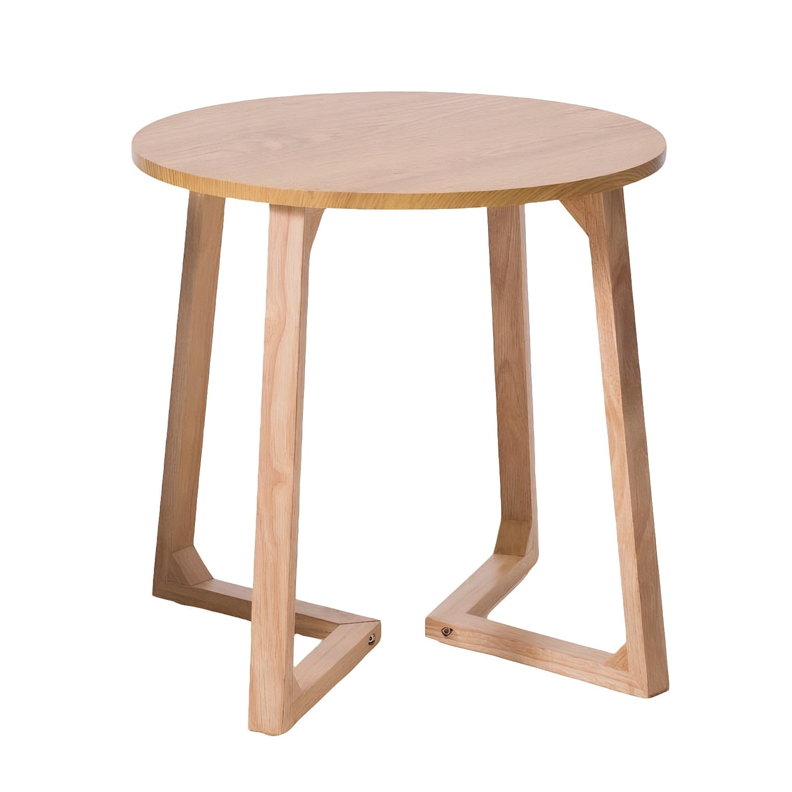 24 Round End Table Mid Century Modern Solid Wood Sofa Side Table With V Shaped Legs Small Coffee Table For Small Space