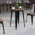 24 Round Metal Indoor Table With Rustic Wood Top