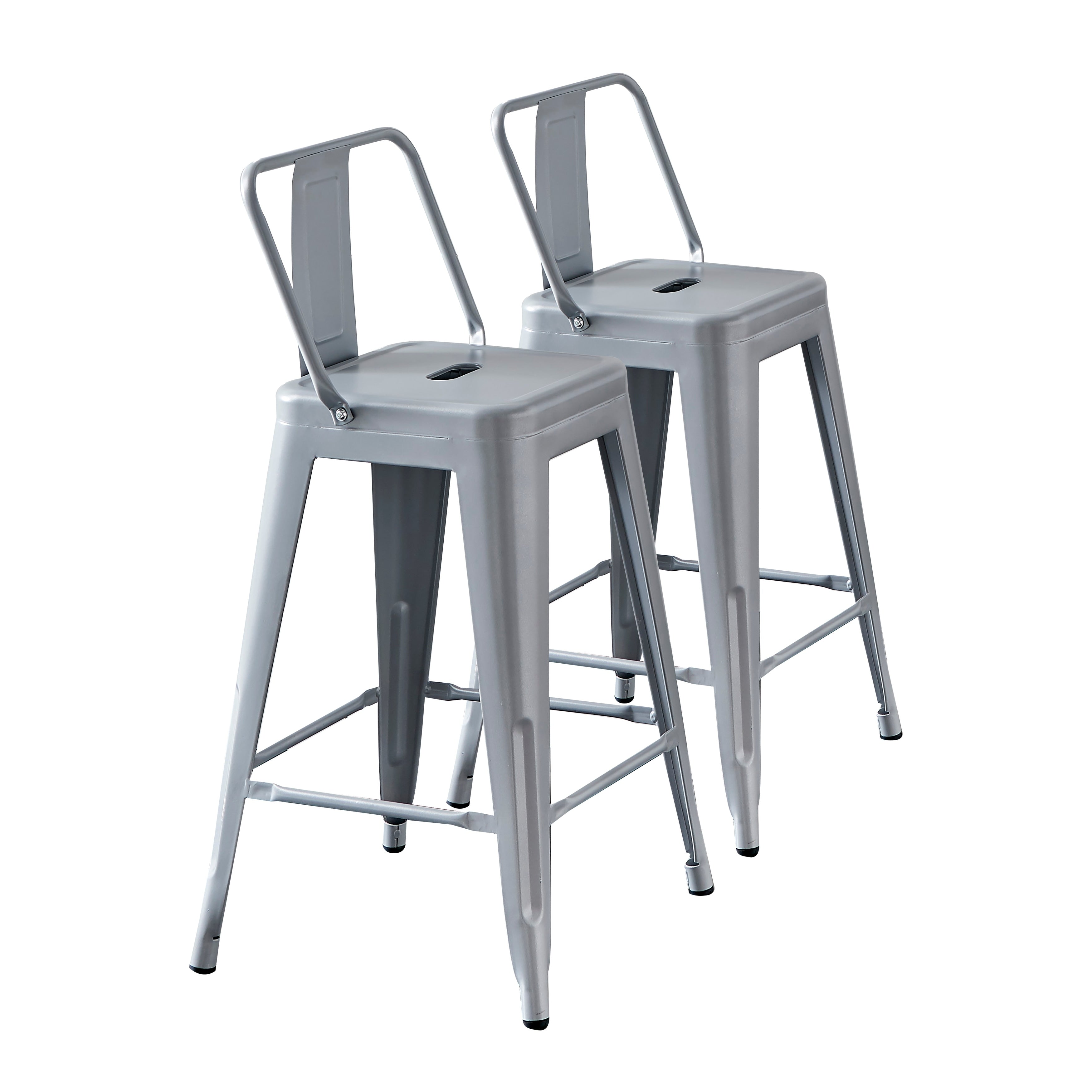 24 Seat Modern Light Weight Industrial Contemporary Metal Barstools With Bucket Back And 4 Leg Design Bar Stools Set Of 2