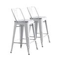 24 Seat Modern Light Weight Industrial Contemporary Metal Barstools With Bucket Back And 4 Leg Design Bar Stools Set Of 2