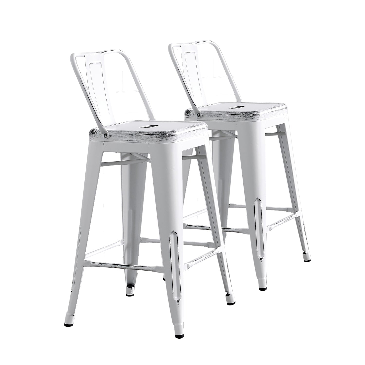 24 Seat Modern Light Weight Industrial Contemporary Metal Barstools With Bucket Back And 4 Leg Design Bar Stools Set Of 2
