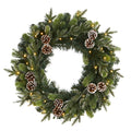 24 Snowed Pinecone Christmas Wreath With 35 Clear Led Lights