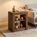24 Solid Wood End Table With 2 Shelves Farmhouse