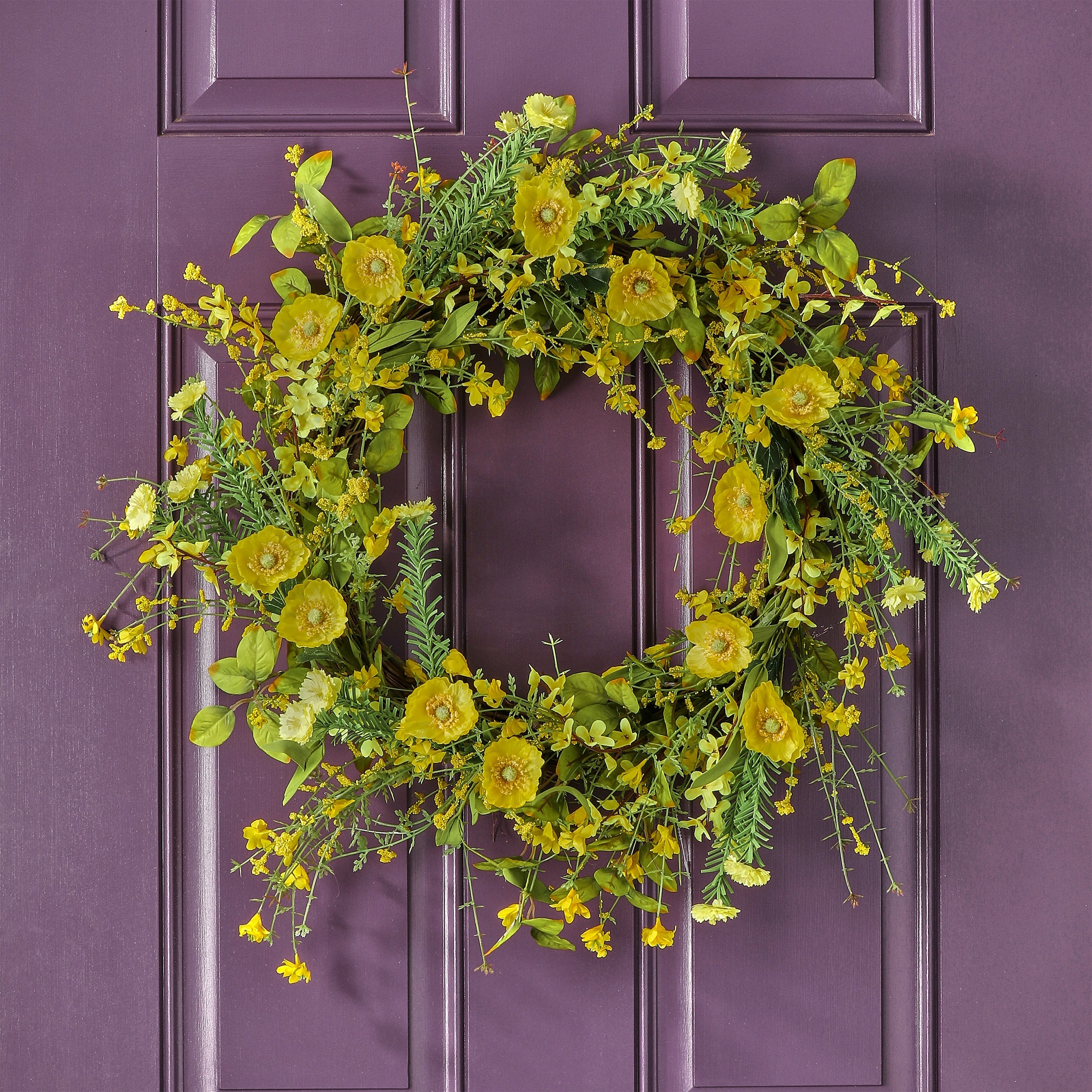 24 Spring Poppy Forsythia Wreath