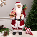 24 Traditional Standing Santa Claus Christmas Figure With Teddy Bear And Gift Bag