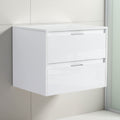 24 Wall Mounted Bathroom Cabinet 2 Soft Close Drawers Floating Design Glossy White Kd Package