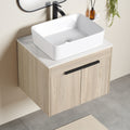24 Wall Mounted Bathroom Vanity With Ceramic Basin Floating Design With Soft Close Door Kd Packing 2 Piece Parcel
