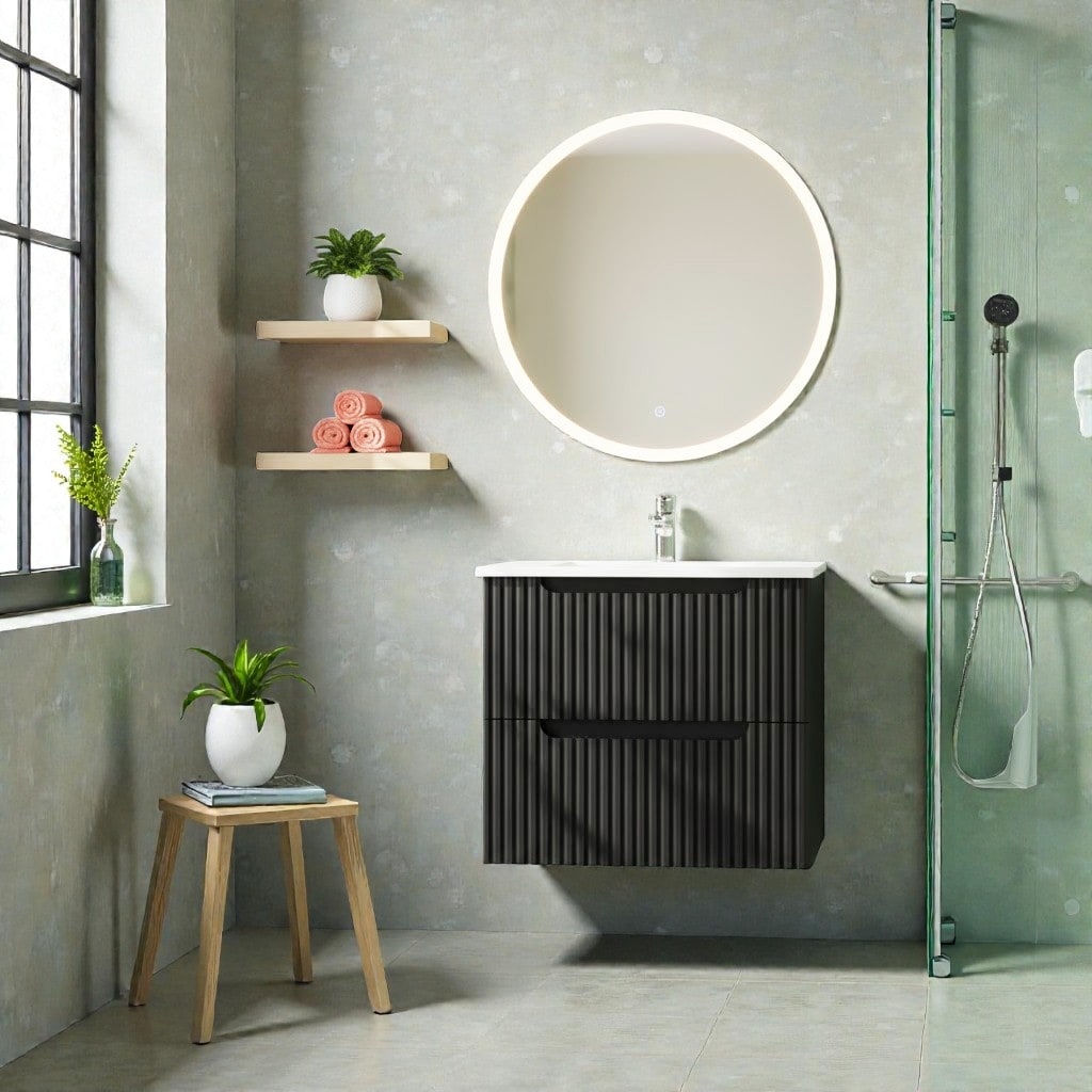 24 Wall Mounted Bathroom Vanity With Ceramic Sink Floating Cabinet With 2 Soft Close Drawers Modern Mdf Storage Combo