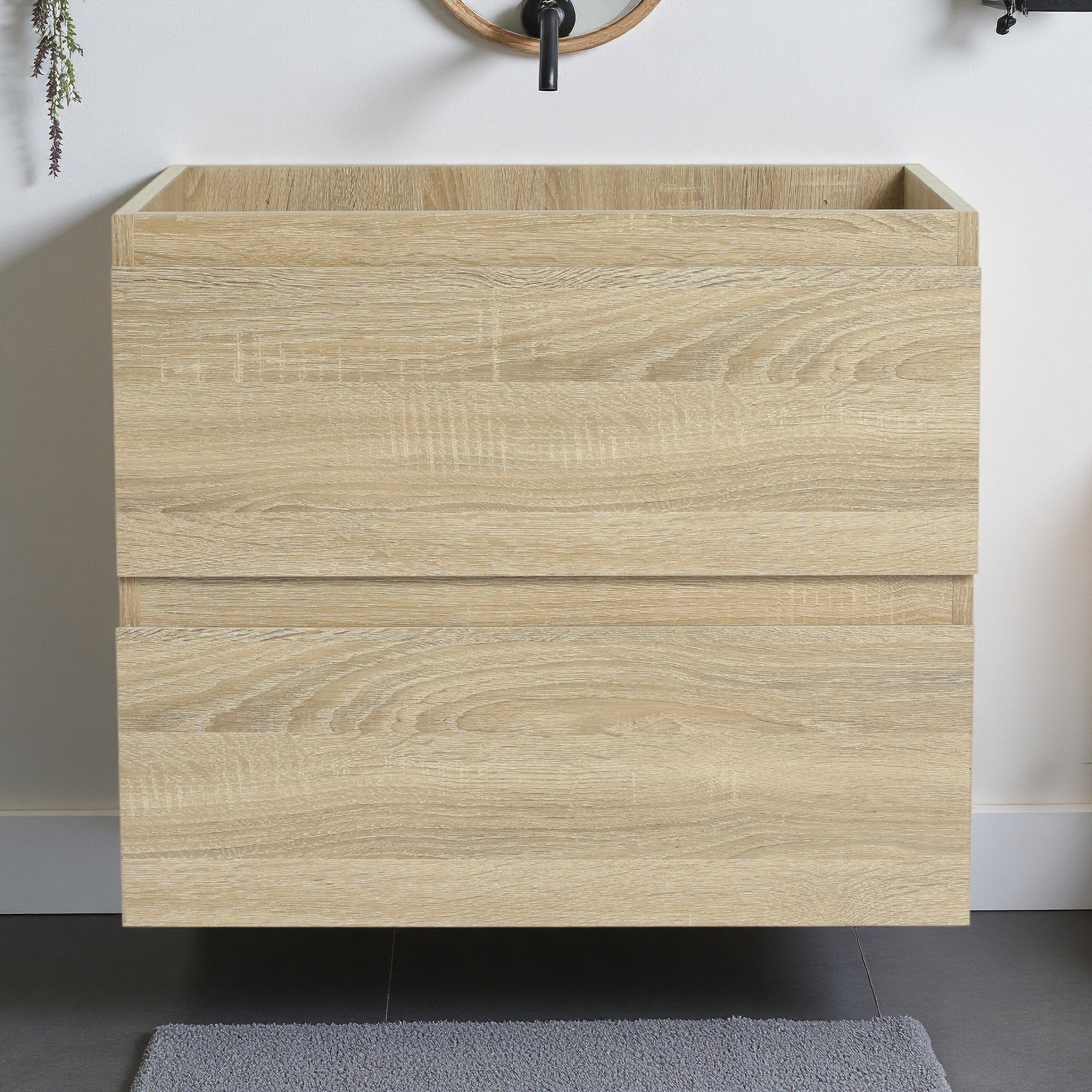 24 Wall Mounted Bathroom Vanity With Resin Sink 2 Soft Close Drawers Eco Friendly Plywood Base Kd Package
