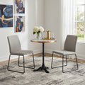 24 White And Black Wood And Aluminum Indoor Outdoor Pedestal Base Round Top Dining Table