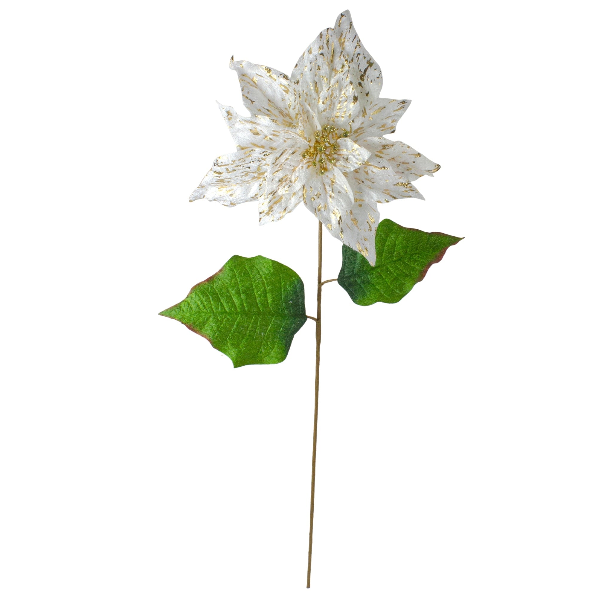 24 White And Gold Artificial Christmas Poinsettia Flower