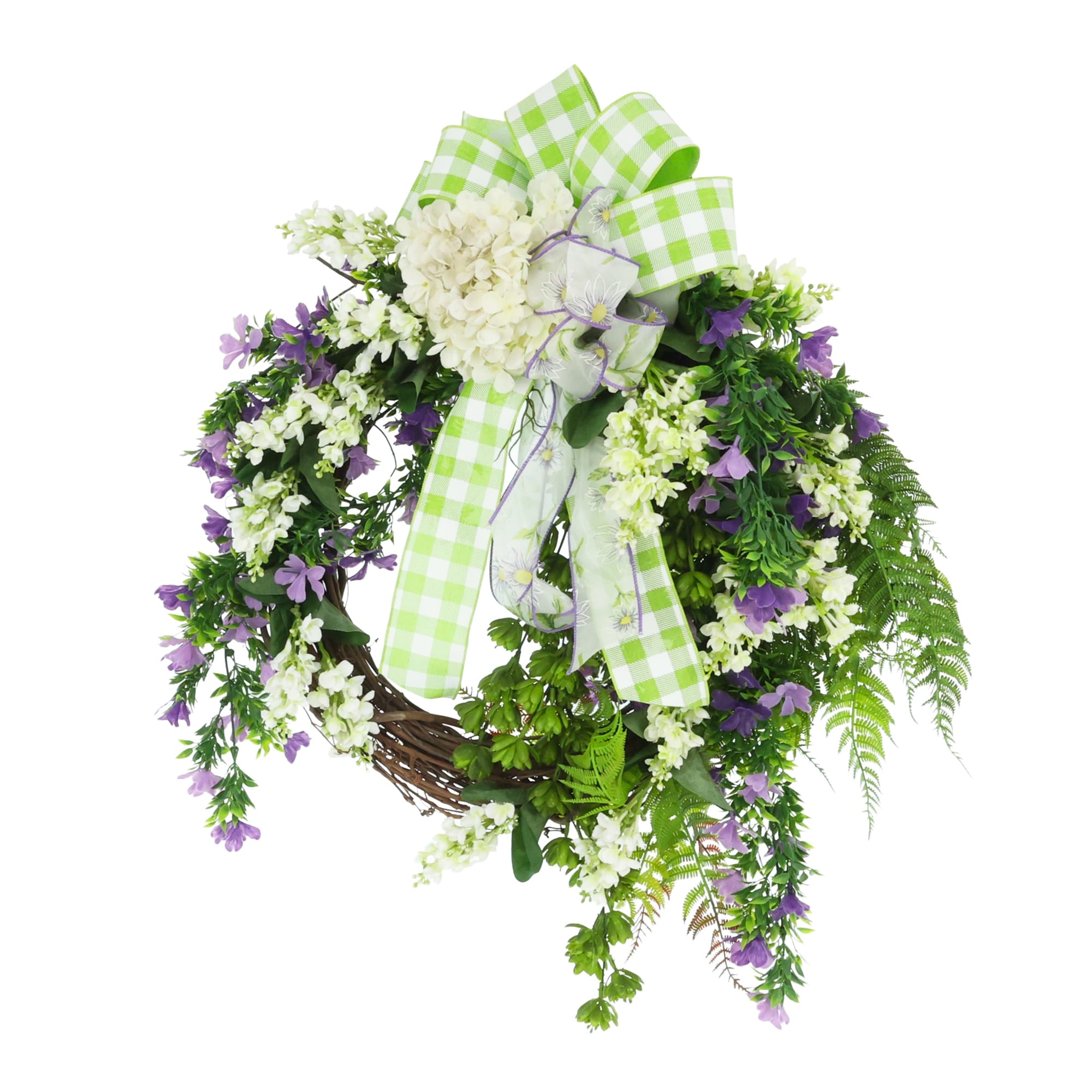 24 Wreath With Hydrangeas Lilacs And Bows