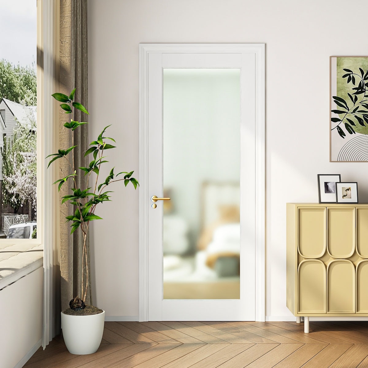 24 X 80 French Interior Door Tempered Frosted Glass Slab Door Pocket Doors Solid Core Prehung Interior Door Without Kit
