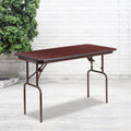 48 Inch Rectangular Walnut Melamine Laminate Folding Banquet Table 24 W X 48 D X 30 H