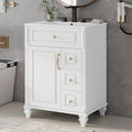 24 Bathroom Vanity With Sink Freestanding Vanity Cabinet With Flip Out Drawer 3 Drawers Storage Cabinet Ceramic Sink Top