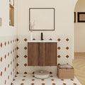 24 Floating Bathroom Vanity With Sink Combo Wall Mounted Brown Ebony Cabinet Soft Close Doors Space Saving Modern Vanity Set