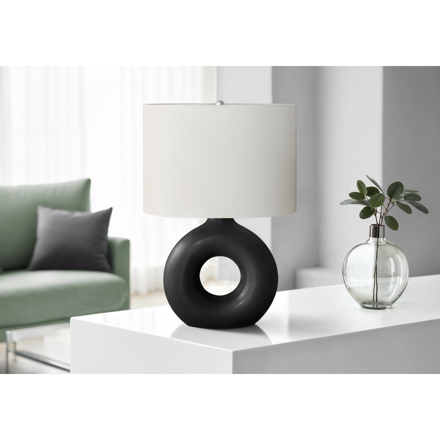 24 H Modern Contemporary Table Lamp Ceramic Base And Fabric Shade