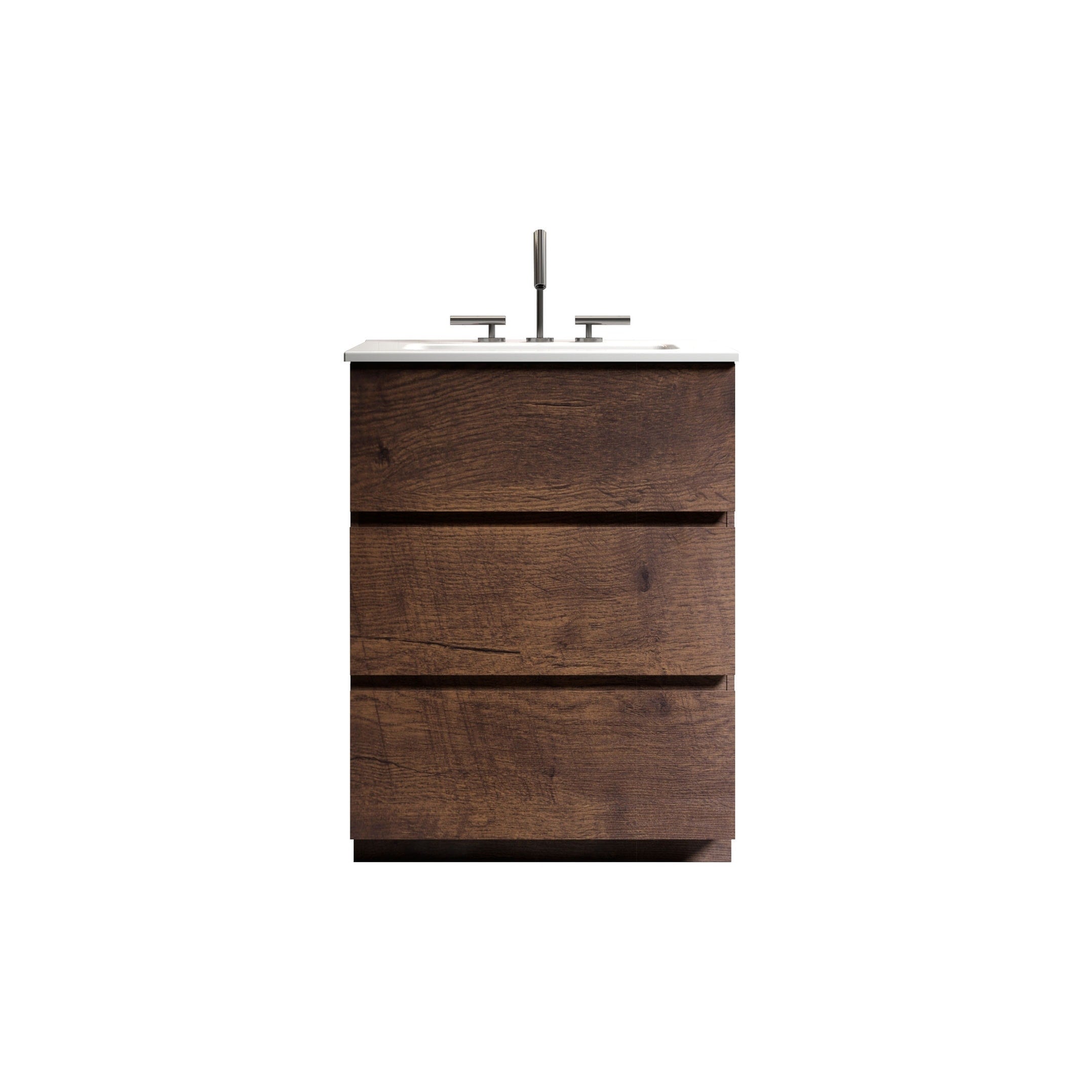 24 Inch Bathroom Vanity With Sink With 3 Faucet Holes One Piece Sink Basin Without Drain And Faucet