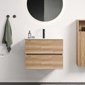 24 Inch Wall Mounted Rough Oak Rough Oak Bathroom Vanity With Integrated Ceramic Sink With Overflow