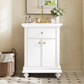 24 Modern Bathroom Vanity With A Tip Out Drawer Soft Close Hinges Bathroom Cabinet With Back Open Structure Ball Turned Legs
