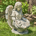 24 T Sitting Angel Child Statue With Birds