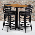 24W X 42L Rectangular Laminate Table Set With 4 Ladder Back Metal Barstools