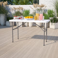 24 Inch X 48 Inch Granite White Plastic Folding Table