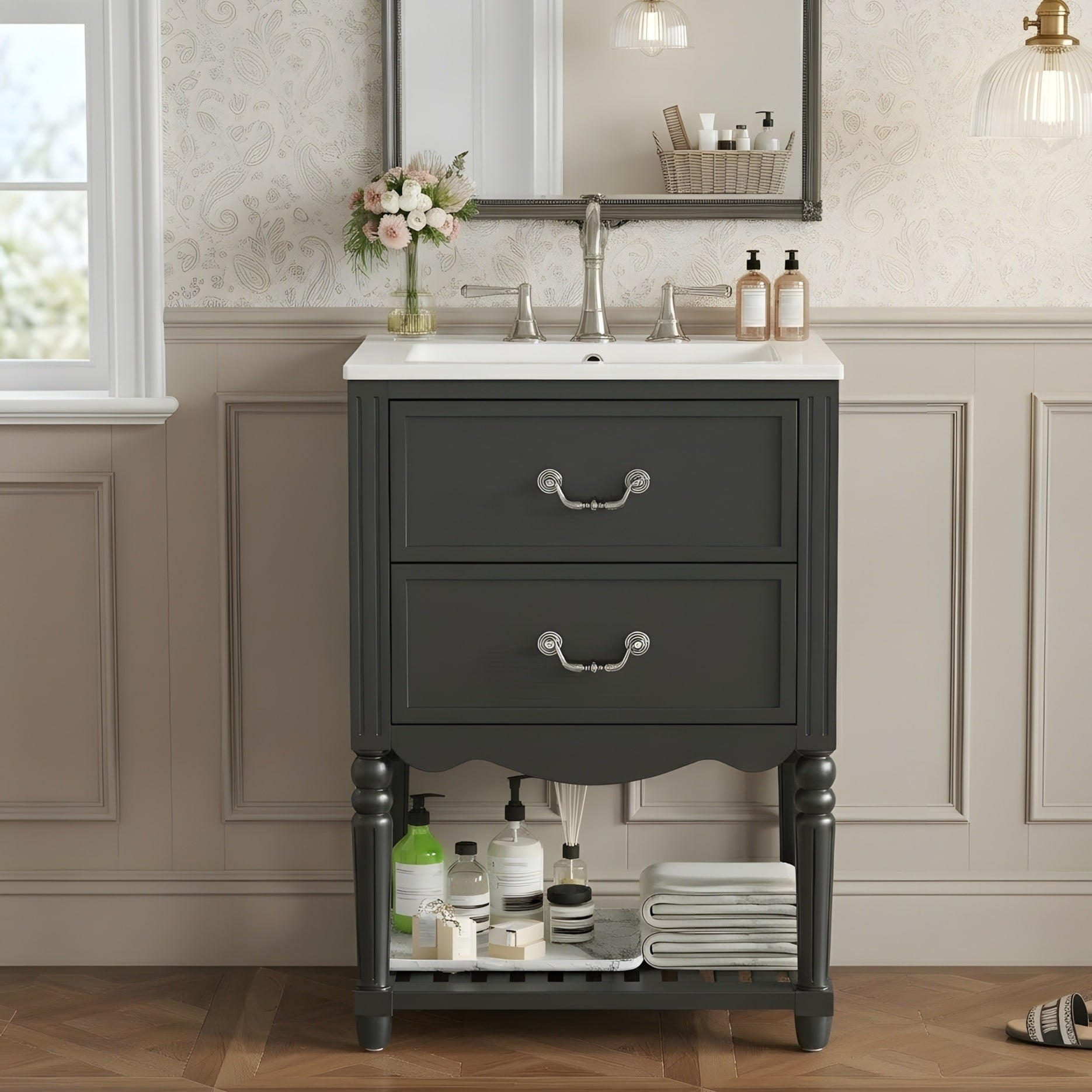 24 Bathroom Vanity With Ceramic Sink
